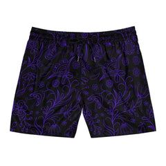 Black and Purple Men's Mid-Length Swim Shorts (AOP)