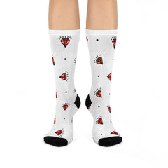 Red Diamond Socks with Tattoo-Inspired Red Diamonds Pattern
