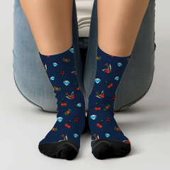 Old School Tattoo Socks Retro Ink Style Crew Socks Unique Gift for Tattoo Lovers