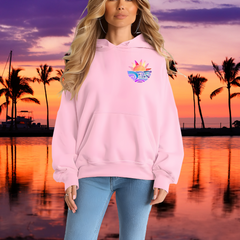 Oversized Pink Beach Hoodie – Sunset Graphic Front & Back