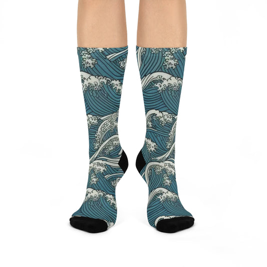 Ocean Waves Cushioned Crew Socks
