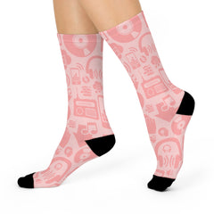 Music & Technology Pattern Crew Socks – Stylish One-Size