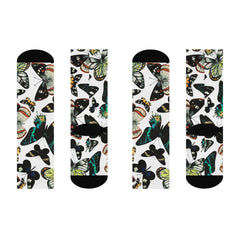 Butterfly Print Cushioned Crew Socks