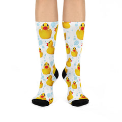 Rubber Ducky Cushioned Crew Socks Duck Print Socks Animal Print Bathtime Fun Socks