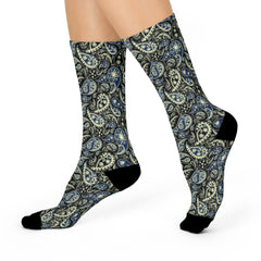 Paisley Patterned Crew Socks - Cushioned DTG Print