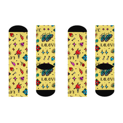 Tattoo Print Cushioned Crew Socks