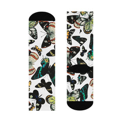 Butterfly Print Cushioned Crew Socks