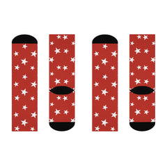Red Star Crew Socks | Fun Pattern Unisex Socks Gift