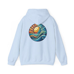 Retro Sun & Wave Hoodie – Coastal Surf Style Unisex Sweatshirt