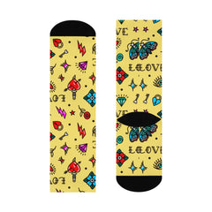 Tattoo Print Cushioned Crew Socks