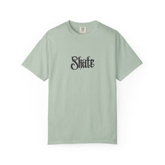 Light green t-shirt with 'Shafe' text on a white background