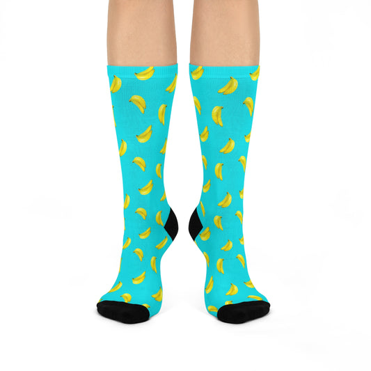 Banana Printed Cushioned Crew Socks - Fun Fruit Socks for All-Day Wear