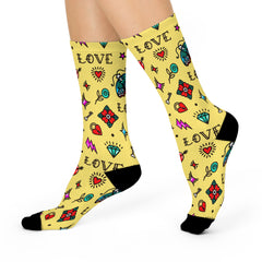 Tattoo Print Cushioned Crew Socks