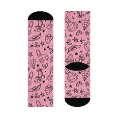 Pink Gothic Crew Socks for Women & Men - Hollywood Betty