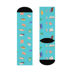 Book Print Cushioned Crew Socks – Comfortable & Stylish