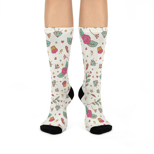 Girly Gothic Socks with Diamonds and Cupcakes - Unisex Crew Socks