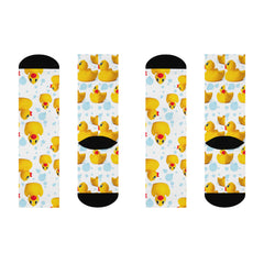 Rubber Ducky Cushioned Crew Socks Duck Print Socks Animal Print Bathtime Fun Socks