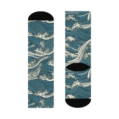 Ocean Waves Cushioned Crew Socks