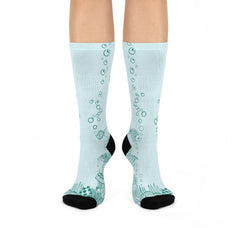 Summer Ocean Lover Crew Socks - Fish & Bubbles Design