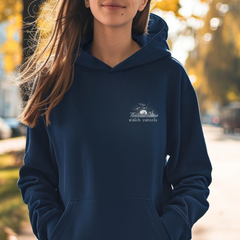 Navy Beach Sunset Hoodie – Unisex Coastal Graphic Sweatshirt
