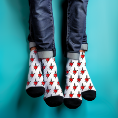 Crew Socks Tattoo-Inspired Socks with Red Daggered Hearts