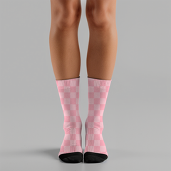 Pink Checkered Crew Socks: Retro Gingham Style
