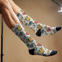 Retro Tattoo Pop Art Socks: Unisex Crew Socks for Ink Lovers