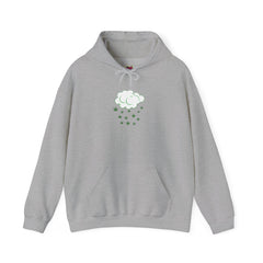 Raining Cannabis Hoodie – Cloud with Falling Hemp Leaves Pullover
