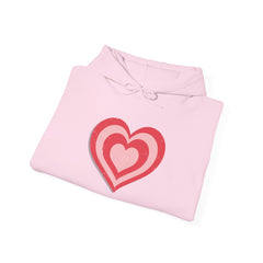 Retro Heart Hoodie in Pink and Red Unisex Heavy Blend™ Hooded Sweatshirt