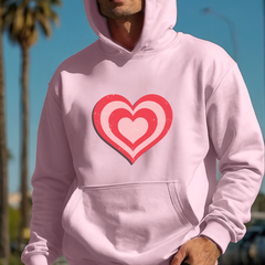 Retro Heart Hoodie in Pink and Red Unisex Heavy Blend™ Hooded Sweatshirt