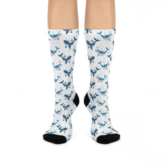 Blue Whale Crew Socks: Cushioned Unisex Ocean Lover Socks