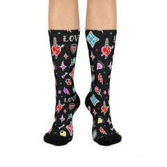Tattoo Print Cushioned Crew Socks