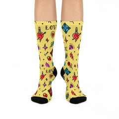 Tattoo Print Cushioned Crew Socks