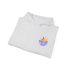 Oversized Pink Beach Hoodie – Sunset Graphic, Unisex Cozy Pullover