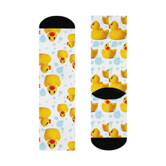 Rubber Ducky Cushioned Crew Socks Duck Print Socks Animal Print Bathtime Fun Socks