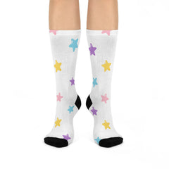 Pastel Star Crew Socks: Unisex Dreamer Gift