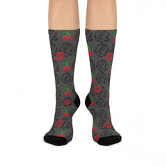 Cherry & Rose Valentine's Day Socks: Romantic Couple's Gift