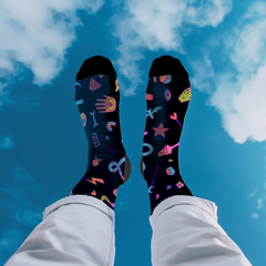 Neon Gothic Socks: Snakes, Stars, and Symbols - Hollywood Betty Collection