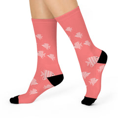 Pink Crew Socks with Cute Little Fishy Print