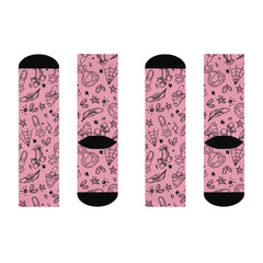 Pink Gothic Crew Socks for Women & Men - Hollywood Betty