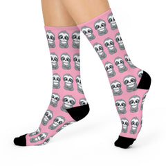 Sloth Crew Socks Cute Pink Cozy Fun Socks Gift
