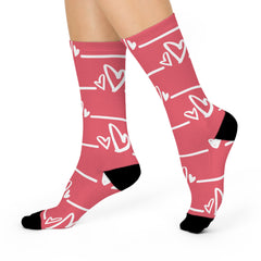 Love Letters Crew Socks Heart Print Socks