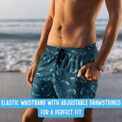 Mens Swim Shorts Beach Shorts Gift for Him Summer Vacation Swim Trunks with Mesh Liner Pool Party Swimwear Father's Day