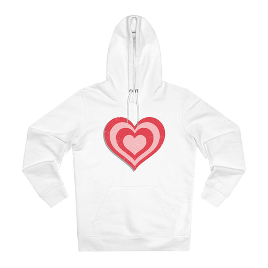 Retro Heart Hoodie in Pink and Red Unisex Cruiser Hoodie