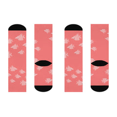 Pink Crew Socks with Cute Little Fishy Print