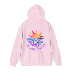 Oversized Pink Beach Hoodie – Sunset Graphic Front & Back