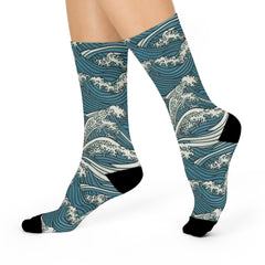 Ocean Waves Cushioned Crew Socks