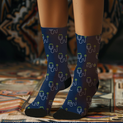Stethoscope Print Socks: Medical Field Cushioned Crew Socks