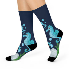 Seahorse Socks | Ocean Theme Sea Life Crew Socks