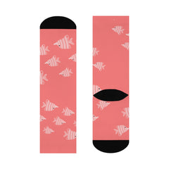 Pink Crew Socks with Cute Little Fishy Print